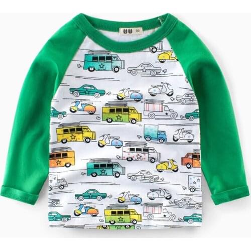 Infant Clothing Sping Kid Baby Boy T Shirt Long Sleeve Cartoon Car Tee Shirt Autumn Basic Top Cotton Cute Sweet Casual Tshirt