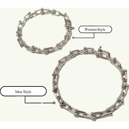 Wholesale Brand Design Men and Women Cuff Bracelet Bracelets Titanium U Shape Chain Link Charm Bracelet 3 Gold Color