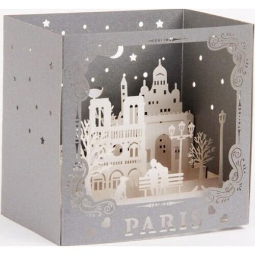 3D Pop-Up Cards Birthday Card Anniversary Gifts Postcard Paris Building Wedding Invitations Thanksgiving Greeting Cards