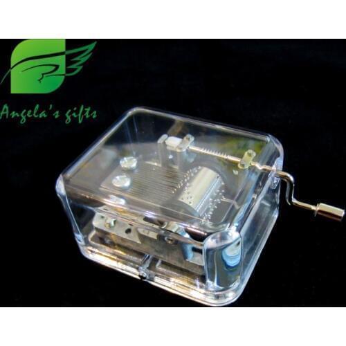 Clear box music box, Fur Elise Hand crank music gifts for girls, wedding souvenir, home decor free shipping Angelas gifts