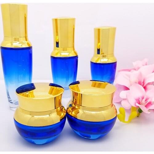 Empty makeup water cosmetic container glass Lotion pump bottle Refillable cream jar Cosmetic Jar Cosmetic Packaging glass bottle
