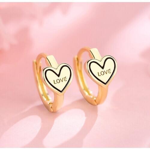 Romantic Cute Love Heart Earrings For Women Fashion Jewelry Mini 925 Sterling Silver Earring Girl Valentines Day Gifts KOFSAC