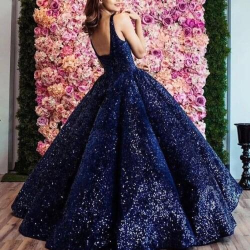 Gorgeous Long Evening Dresses Sequins Evening Gowns Arabian Girls Pageant Dress For Party robe de soiree longue abendkleider