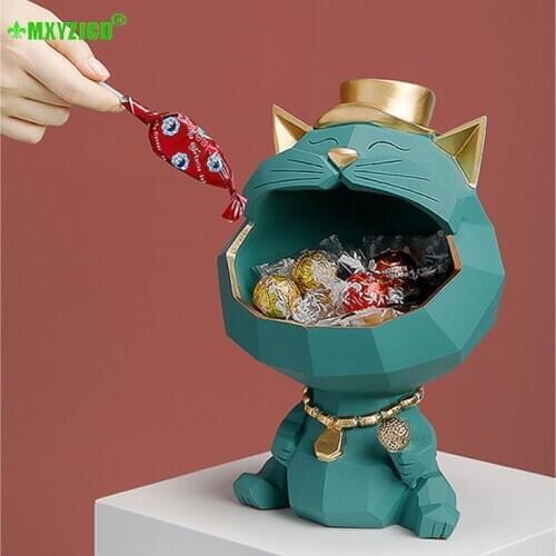 Nordic Lucky Cat Multifunctional Storage Entrance Key Decoration Resin Ornaments TV Cabinet New House Wedding Gift Holiday