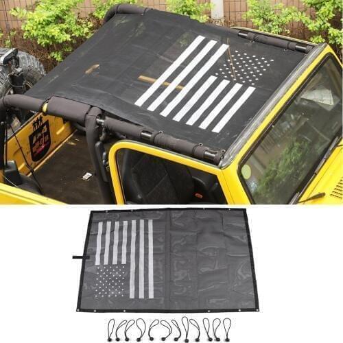 Sun Shade Screen Eclipse Top Cover Mesh for Jeep Wrangler TJ 4door 97-06 US flag