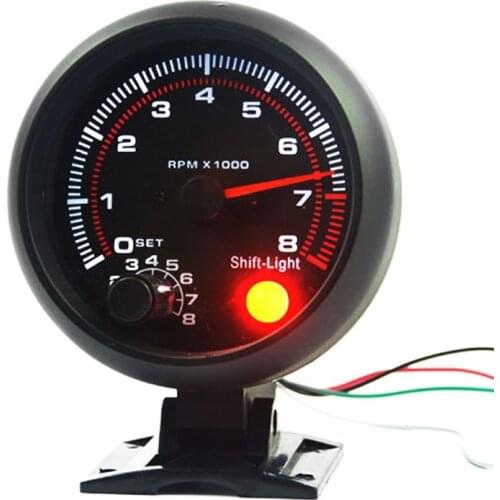 Universal 3.75'' Car Tachometer Gauge 12V LCD Display Speedometer 0-8000 Rpm Tach Hour Meter Auto Replacement Parts