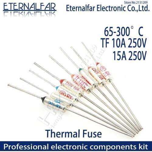 TF Thermal Fuse RY 10A 15A 250V Temperature Fuse 65C 85C 100C 105C 100C 120C 130C 152C 165C 185C 192C 200C 216C 240C 280C 300C