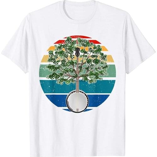 Vintage Banjo Tshirt Men Retro Country Music Gift Bluegrass T-Shirt