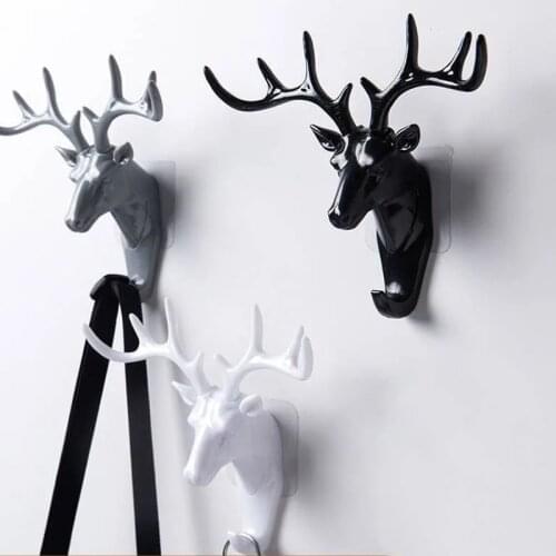 Vintage Wall Hanging Hook Deer Head Antlers for Hanging Clothes Hat Scarf Key Deer Horns Hanger Rack Wall Decoration