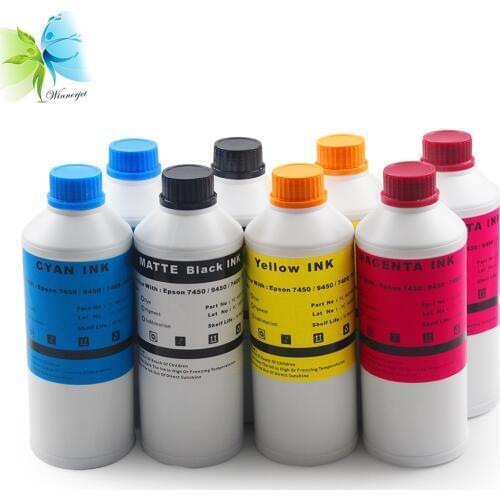 Winnerjet 8 bottle Water transfer printing ink sublimation ink for Epson 7450 9450 7400 9400 inkjet printer t shirt heat press