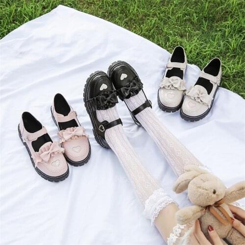 Japanese Kawaii Lolita Girls heart Sweat School Round Toe Shoes for Women Student Anime Tea Party Lace Ruffle Socks Tea Party