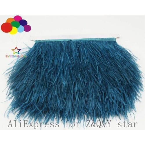 Z&Q&Y natural beautiful ostrich hair dyed ink blue made cloth side performance clothing decoration DIY crafts feather