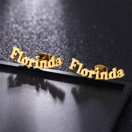 1 Pair Personalized Custom Name Stud Earrings For Women Customize Initial Cursive Nameplate Earing Ear Studs Anti-allergy Girls