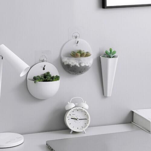 1Pcs Hanging Perforated Plastic Green Dill Flower Pot Vase With Hook For Home Office Decoration