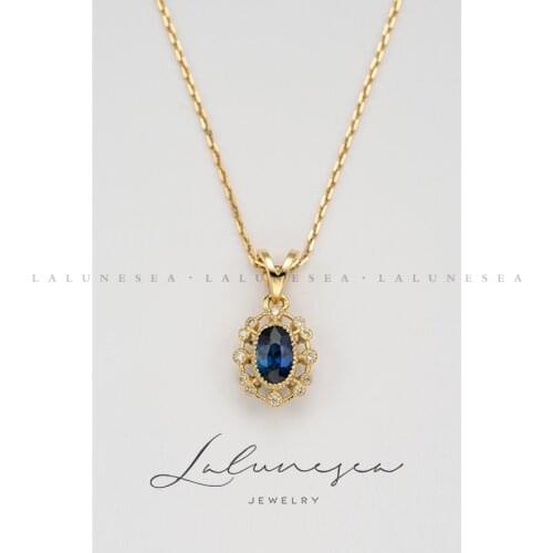 2021 New Reflection Starry Pendant Royal Blue Sapphire S925 Sterling Silver Vintage Elegant Luxury Necklace Ladies Jewelry Gift
