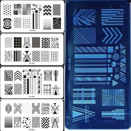 2021 New Nail Art Template Metal Geometry Series Mix 20 Design Geometric Image DIY Polish Image Nail Stamping Plates 6*12cm