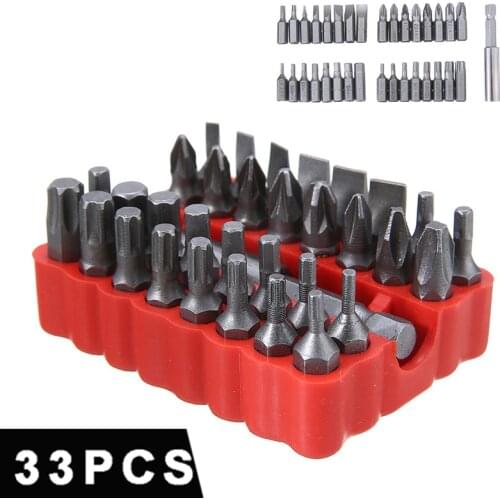 33pcs Security Bit Set with Magnetic Extension Bit Screwdriver Head Bits Set Holder Tamper Star Quick Release Bit Holder