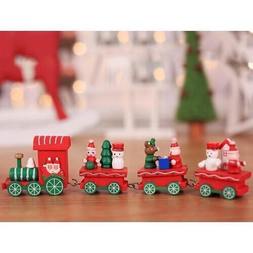 4 Knots Wooden Christmas Train Ornament Christmas Decoration For Home Santa Claus Gift Toys Crafts Table Deco Xmas 2021 New Year