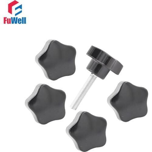 5pcs M6 Thread 25mm Head Dia. Star Knob Handles 10/15/20/25/30/35/40/45/50/60/70mm Thread Length Star Shaped Clamping Knob
