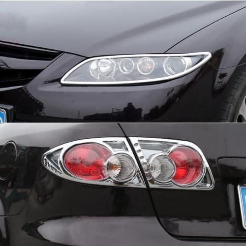 ABS Chrome Car Front Headlight+Rear Tail Light Lamp Cover Trim For Mazda 6 M6