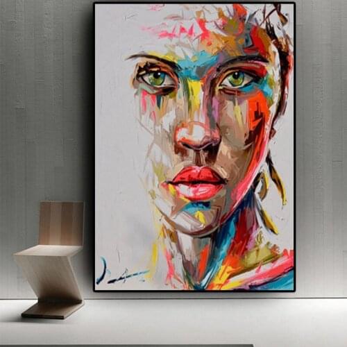 Abstract Oil Painting Woman Face Graffiti Street Art Figure Canvas Posters and Prints Cuadros Living Room Home Decor Wall Art