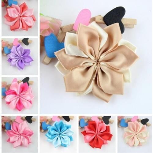 10pcs/lot Satin Ribbon Rose Flower Fabric Flower Handmade DIY Wedding Bouquet Flower Hair Cloth Accessories