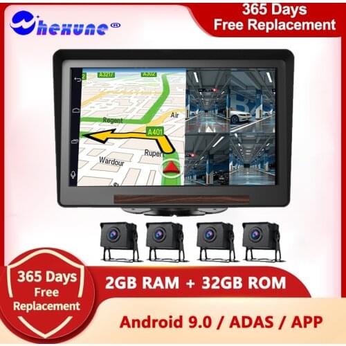 WHEXUNE 10 inch 4G Truck car DVR Monitor android 9.0 GPS Navigation HD 720P Reverse Backup 4CH Recorder Wifi Camera For Bus Car