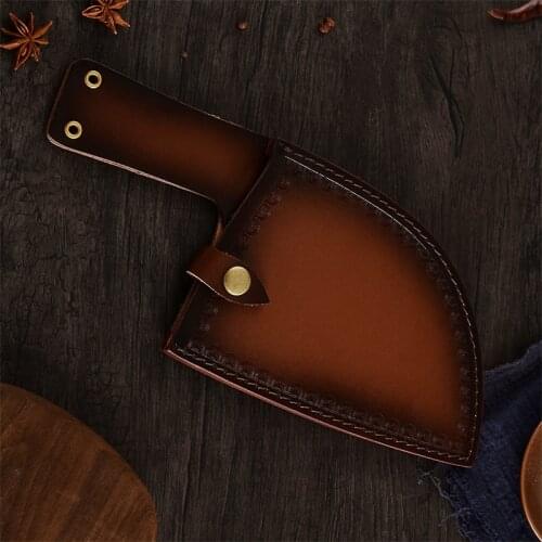 Butcher Kitchen Knife Holster Cover Forged Knife Cowhide Leather Sheath Fishing Knife Kydex Meat Cleaver Outdoor Butcher Knife P