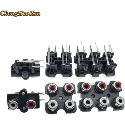 ChengHaoRan Red And White Color 2Hole 3Pin/4Hole 6Pin/6Hole 9Pin Rca Female Audio Video Plug Av Concentric Socket Connector