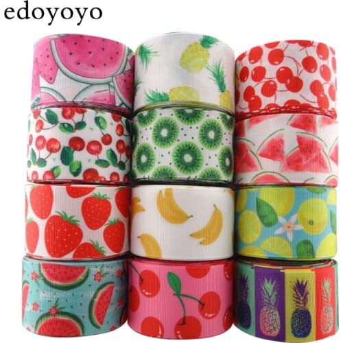Edoyoyo 5 Yards/lot 1-1/2" 38mm Fruits Grosgrain Ribbon For Gift Packaging Printed Grosgrain Ribbon 100% Polyester Soft Ribbon