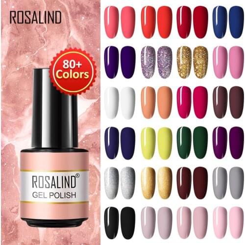 ROSALIND Gel Nail Polish Hybrid Gel Varnishes Semi Permanent Pure/Glitter/Shiny More Nail Art Design Top Base Coat For Manicure