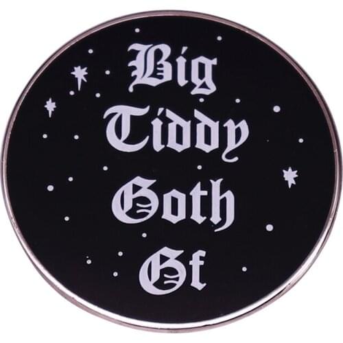 Punk Styles Round Big Tiddy Goth Gf Gothic Enamel Metal Badges Lapel Pin Brooches Jackets Jeans Fashion Jewelry Accessories