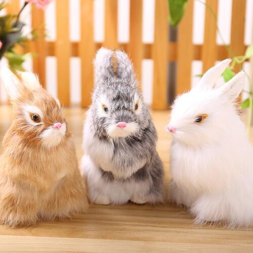 15CM Mini Cute Rabbits Plush Toys Fur Lifelike Animal Easter Bunny Simulation Rabbit Toy Model Birthday Gift