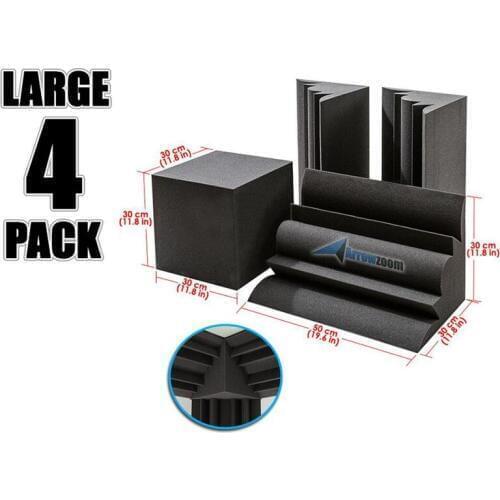 Arrowzoom 11.8" x 11.8" x 19.6" 4 pcs Set Corner Bass Traps Studio Foam Panel Sound Absorbing Acoustic Treatment