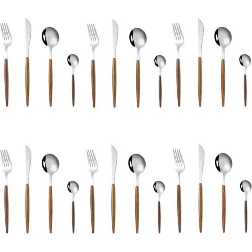 4pcs/24pcs Kitchen Utensils Sets Cutlery Set Stainless Steel Fork Spoons Knife Teaspoons Dinnerware Tableware Sets Wholesale