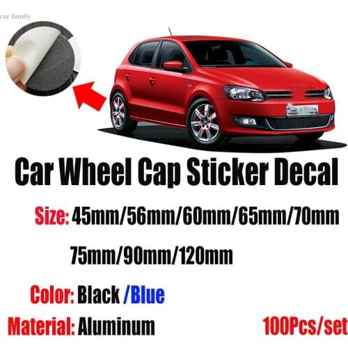 Aluminum Auto Car Rim Sticker Decal Label 45mm/56mm/60mm/65mm/70mm/75mm//90mm/120mmm for Passat B6 B7 CC Golf MK5 MK6 Tiguan