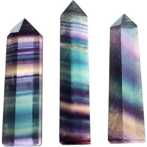 Natural Colourful Fluorite Crystal Wand Point Healing Stone 1Pcs