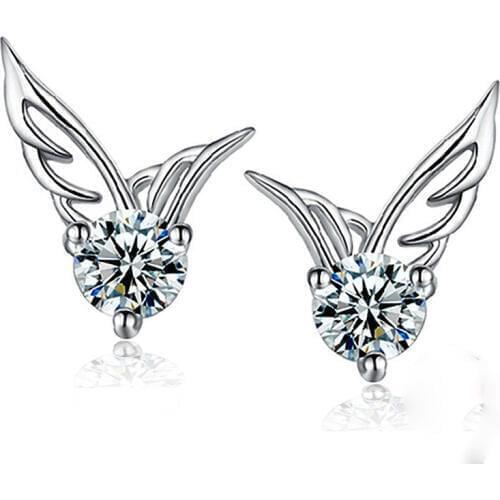 NEW silver color Angel Stud Earring Crystal Earrings for Women pendientes mujer moda brincos jewelry