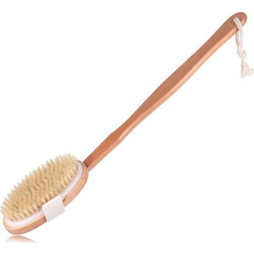 100% Natural Boar Bristle Detachable Long Handle Wooden Dry Bath Body Back Brush Exfoliating Bath Brush LX8850
