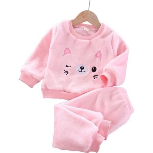 Pajama Set Children Clothing Winter Clothing Plus Fleece Toddler Girls Long-Sleeved Clothing Kids Clothes Pajamas For A Boy 1-6y