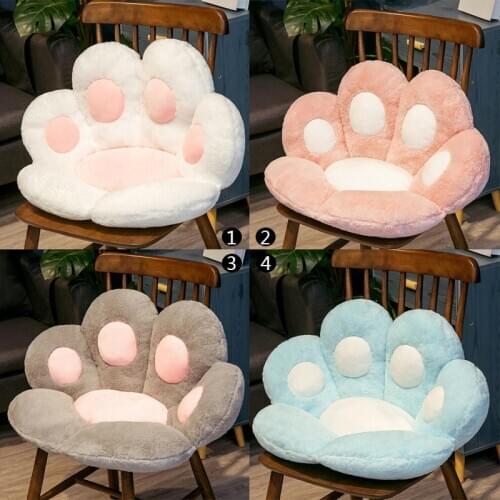 Pink Lovely Long Plush Cat Paw Chair Seat Cushion Back Cushion Home Sofa Floor Thick Stool Butt Office Cushions Throw Pillow
