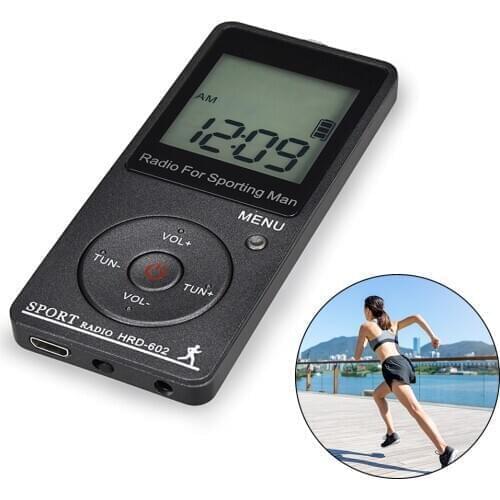 Portable Mini FM AM Sports Broadcast Receiver With Large LCD Display Headset Step Count Broadcast With Stereo Headset Backlight