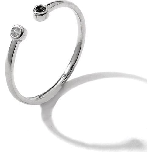 Adjustable Trend Minimalist Black Clear Crystal Rose Gold Silver Plated Alloy Rings For Women And Men Jewely Accessories