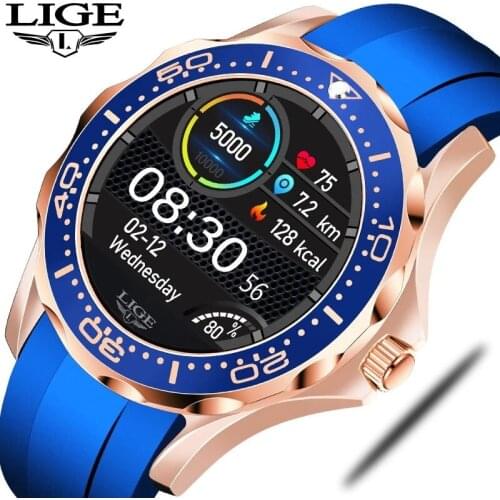 LIGE 2021 New Mens Fashion Sport Smart Watch Heart Rate Blood Pressure Monitoring Activity Tracking Waterproof Smartwatch Male