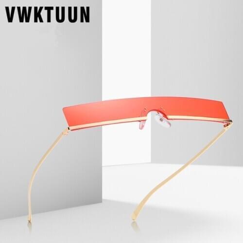 VWKTUUN Rectangle Sunglasses Women Men Alloy Frame Small Sun glasses For Woman New Oculos Rimless Shades Driving Sport Eyewear