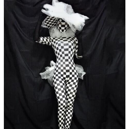 New Nightclub GOGO Dance Bodysuit Halloween Costume Cosplay Role Clown Rave Clothes Female Singer Mysterious Stage Costume 4097