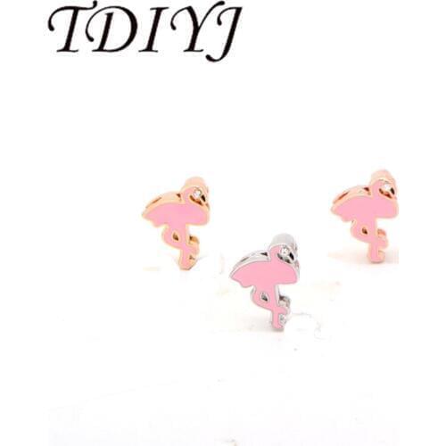 TDIYJ KEEPER Pink Flamingo Charm Keeper fit for Leather Wrappable Keeper Bracelet for Women Jewelry 3pcs/lot