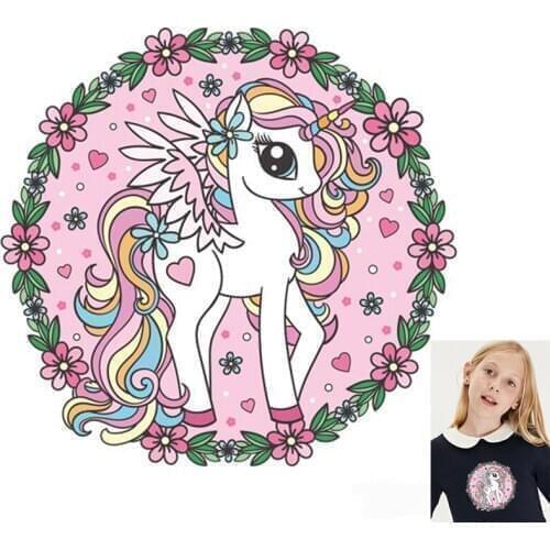 Pulaqi Iron-On Transfers For Clothing Lovely Unicorn Heat Transfers On Clothes Thermal Transfer Stickers Apparel Accessory Decor