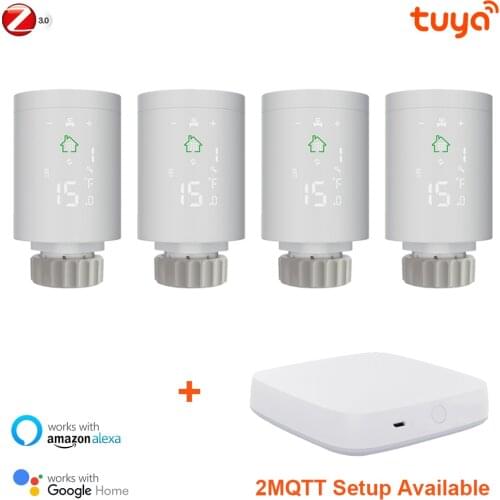 Tuya ZigBee3.0 Smart Radiator Thermostat Valve Thermostatic Radiator Valve Actuator Controller Work for Alexa, Google Home