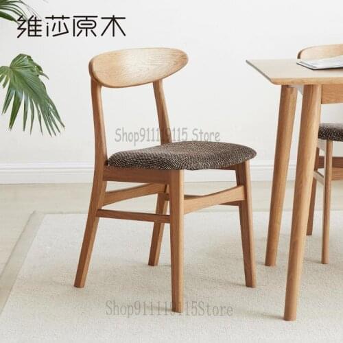 Japanese Style Solid Wood Dining Chair Oak Chair Cloth Surface Modern Simple Environmental Protection Guest Restaurant Furniture